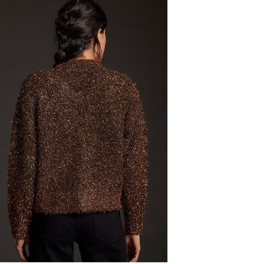 Anthropologie Tinsel Shimmer Cardigan new nwt bronze color - Picture 3 of 7